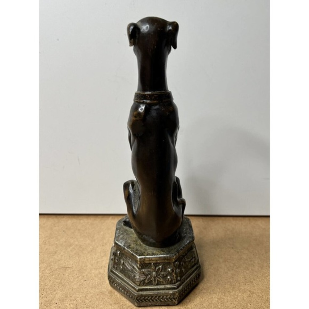 Vintage Bronze Metal Greyhound Whippet Dog Statue Seated Art Deco Saluki Figure - Picture 13 of 14